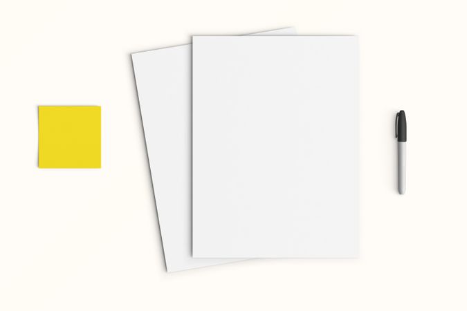 Modern workspace with  copy space on color background