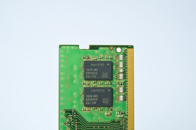 Close up of green computer chip