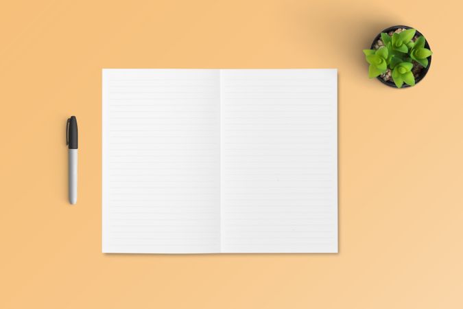 Modern workspace with  copy space on color background