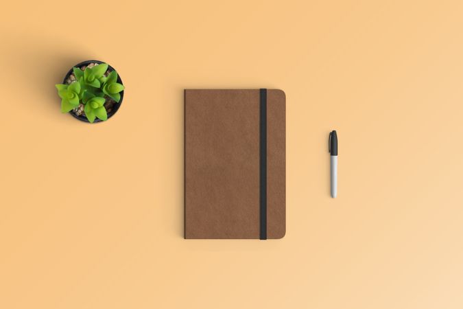 Modern workspace with  copy space on color background