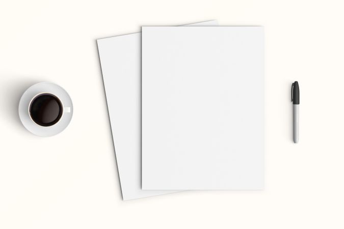 Modern workspace with  copy space on color background