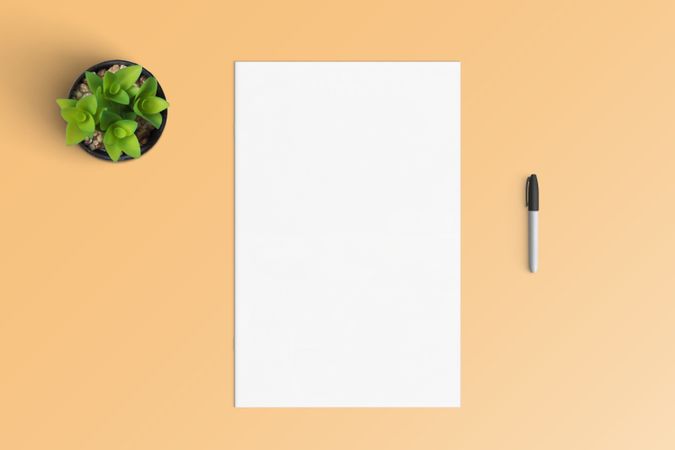 Modern workspace with  copy space on color background