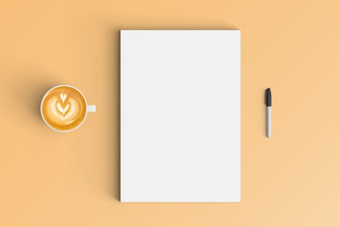 Modern workspace with  copy space on color background