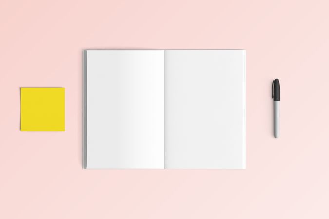 Modern workspace with  copy space on color background