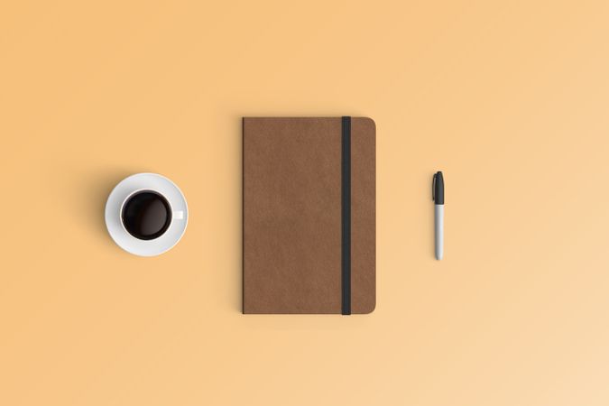 Modern workspace with  copy space on color background