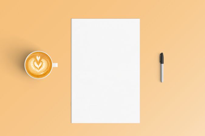 Modern workspace with  copy space on color background