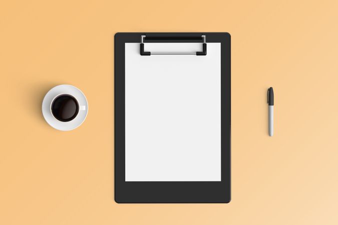 Modern workspace with  copy space on color background