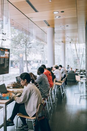 University students using computers at the library
